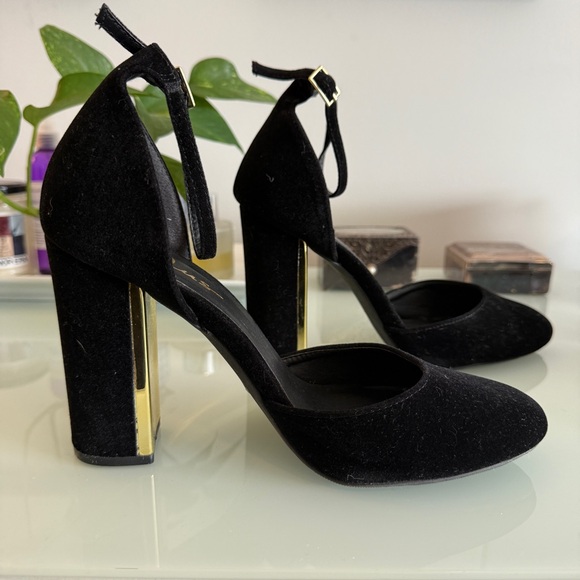 Lulus Laura Black Velvet Ankle Strap Heels - Picture 7 of 9